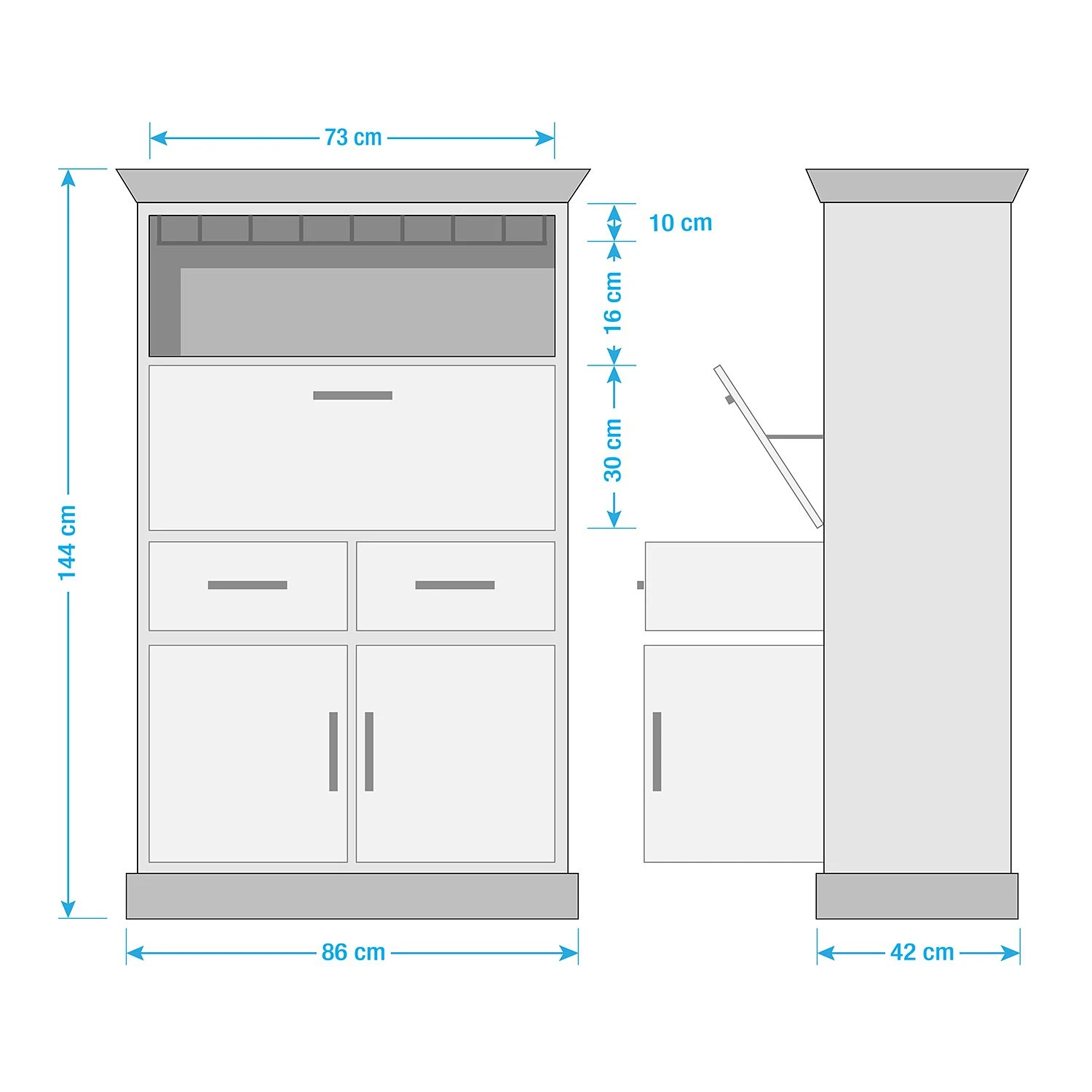 Ars manufacti Armoire à vin Hunter - Manguier massif / Métal - Manguier / Gris bleu – Image 10