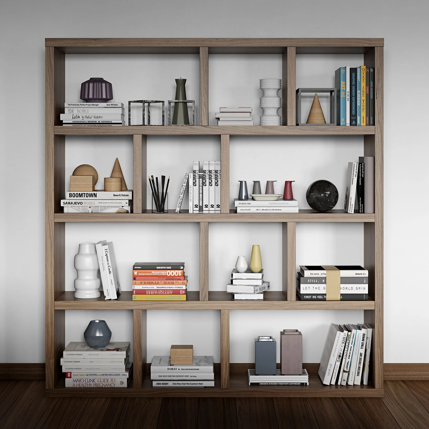 Temahome Étagère Berlin - Blanc mat - Placage noyer véritable - 150 x 159 cm – Image 4