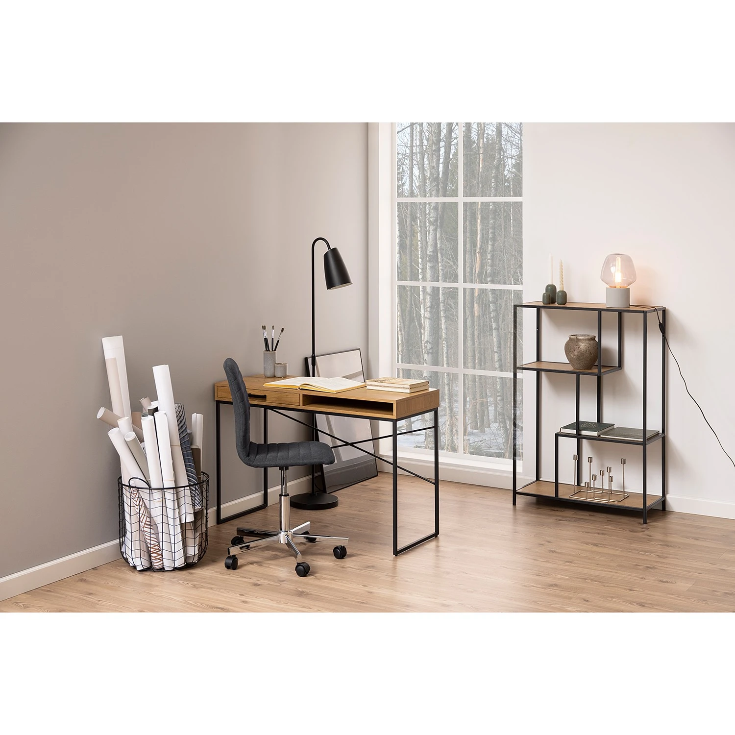 Red Living Étagère Coogee I - Imitation chêne / Noir - Hauteur : 114 cm – Image 5