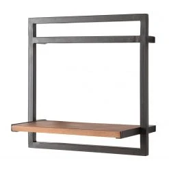 Ars manufacti Étagère murale Manchester - Acacia massif / Métal - Acacia / Anthracite - 40 x 40 cm