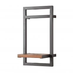 Ars manufacti Étagère murale Manchester - Acacia massif / Métal - Acacia / Anthracite - 22 x 40 cm