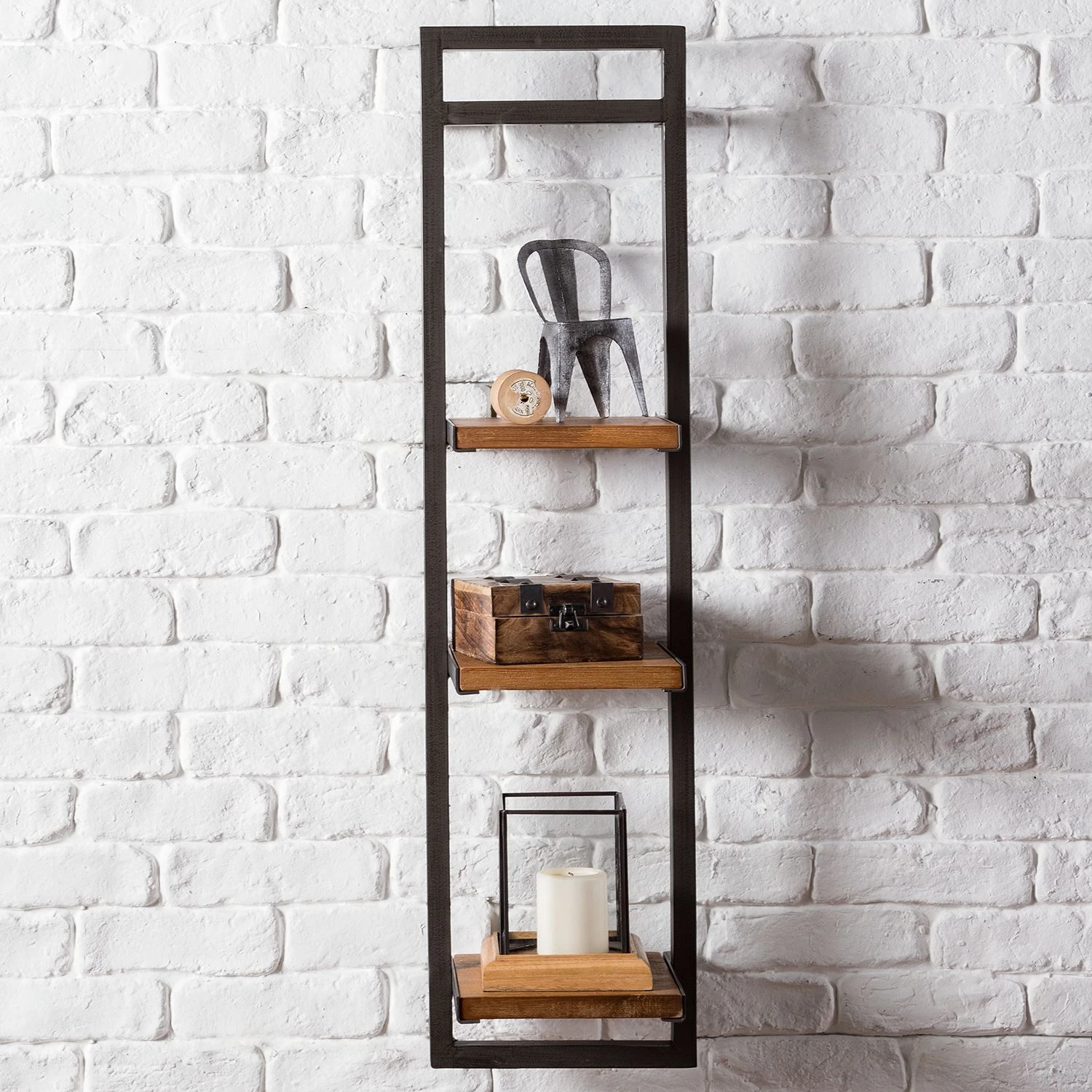 Ars manufacti Étagères murales Manchester (3 éléments) - Acacia massif / Métal - Acacia / Anthracite – Image 8