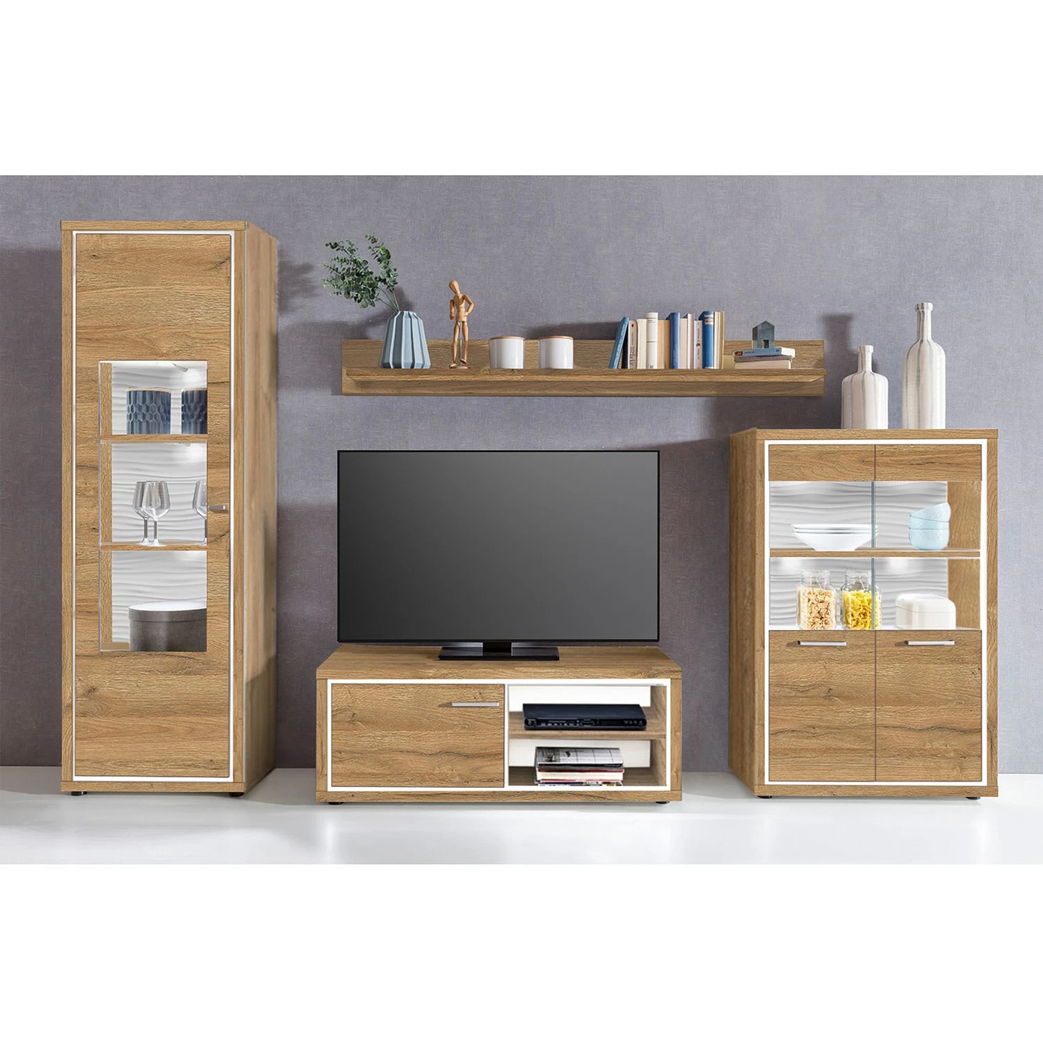 Loftscape Étagère murale Hagby - Imitation chêne - Largeur : 116 cm – Image 2