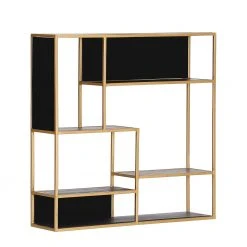 Jack & Alice Étagère Harbin I - Acacia massif - Acacia noir / Doré