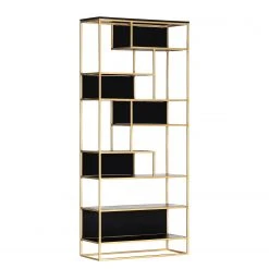 Jack & Alice Étagère Harbin - Acacia massif - Acacia noir / Doré