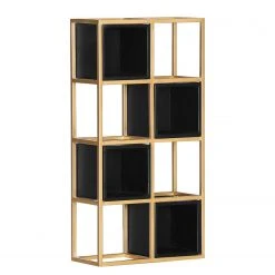 Jack & Alice Étagère Harbin V - Acacia massif - Acacia noir / Doré - Largeur : 45 cm