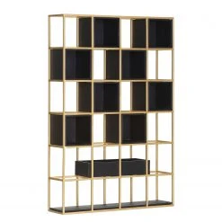 Jack & Alice Bibliothèque Harbin II - Acacia massif - Acacia noir / Doré