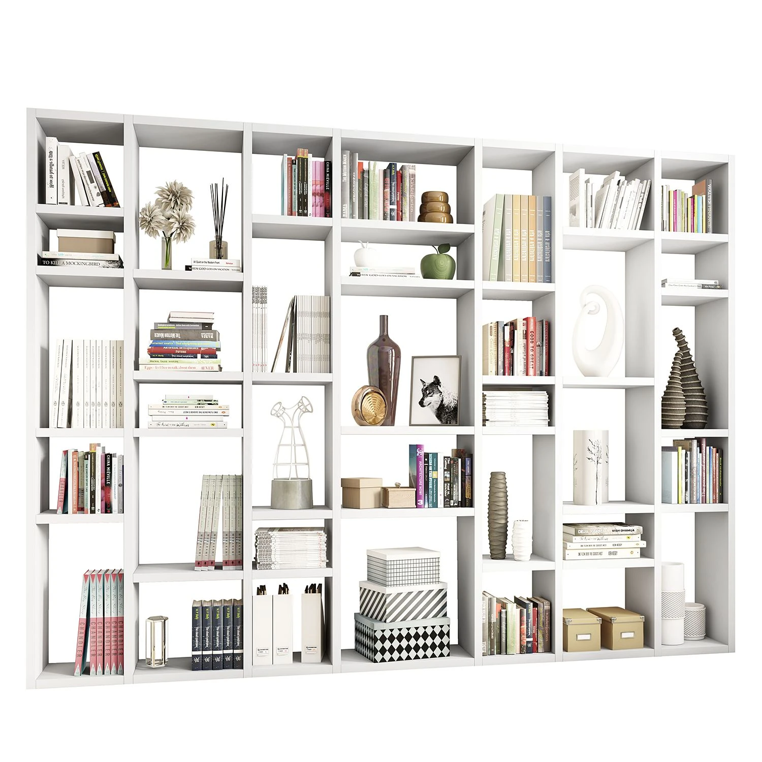 Loftscape Bibliothèque Emporior IV - Blanc brillant - Largeur : 295 cm