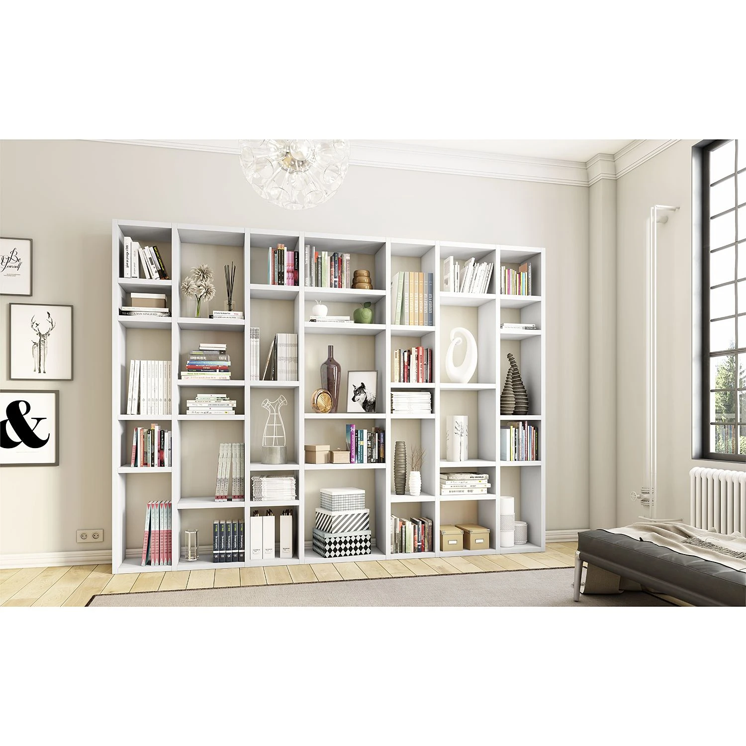 Loftscape Bibliothèque Emporior IV - Blanc brillant - Largeur : 295 cm – Image 2