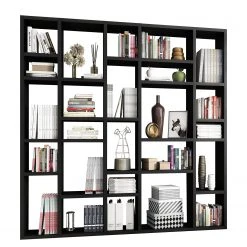 Loftscape Bibliothèque Emporior IV - Imitation chêne marron-noir - Largeur : 214 cm