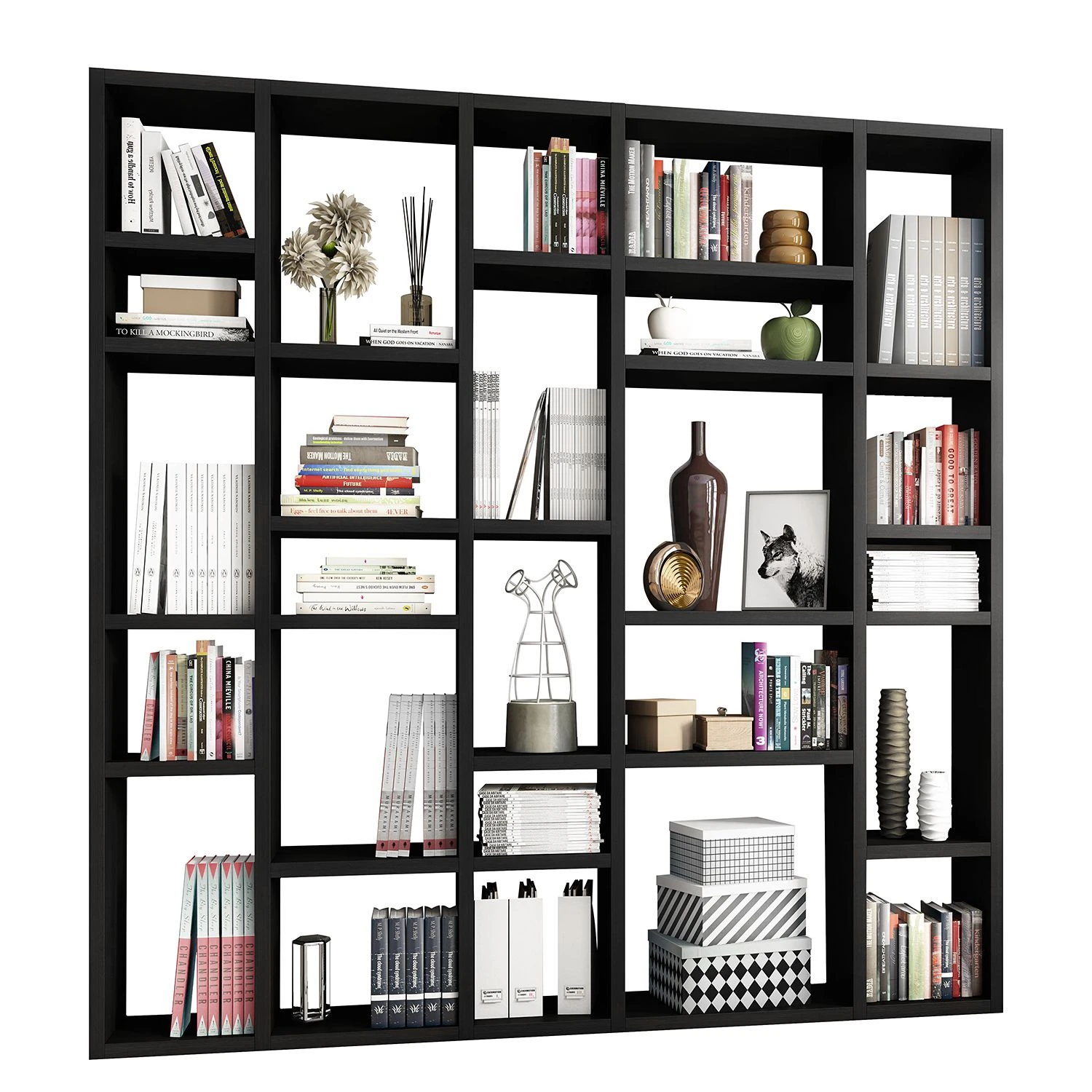 Loftscape Bibliothèque Emporior IV - Imitation chêne marron-noir - Largeur : 214 cm