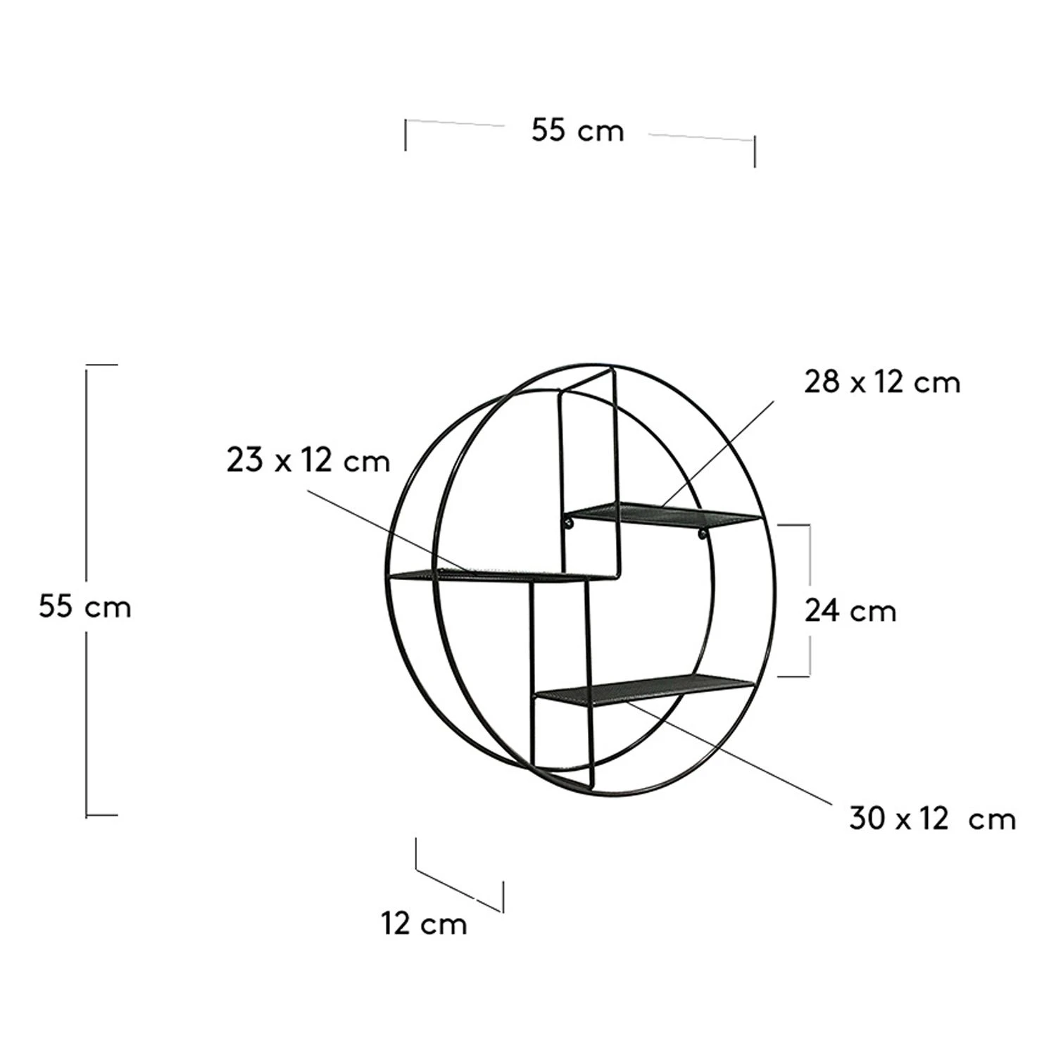 Red Living Étagère murale Petrela - Métal - Noir – Image 5