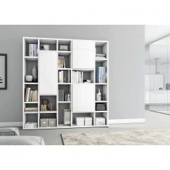 Loftscape Bibliothèque Emporior VII - Blanc brillant - Largeur : 214 cm