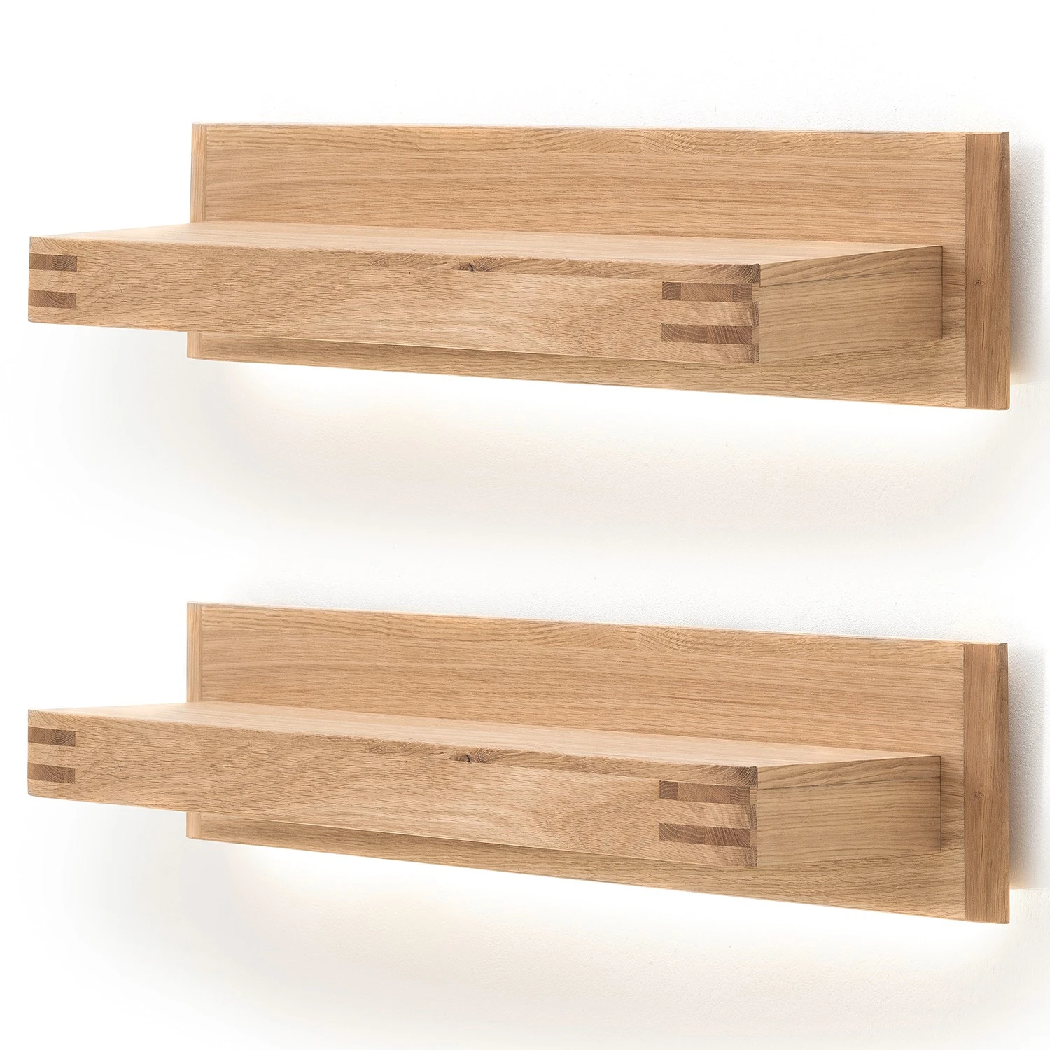 Loftscape Tablettes murales Salvo I (lot de 2) - Placage en chêne véritable - Planches de chêne Bianco – Image 4