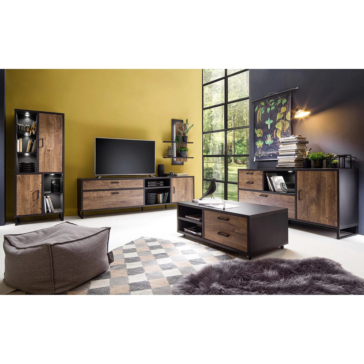 Red Living Étagère murale Hixson - Imitation chêne de tonneau / Noir – Image 4