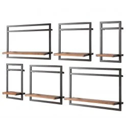 Ars manufacti Étagères murales Manchester IV (6 élém.) - Acacia massif / Métal - Acacia / Anthracite