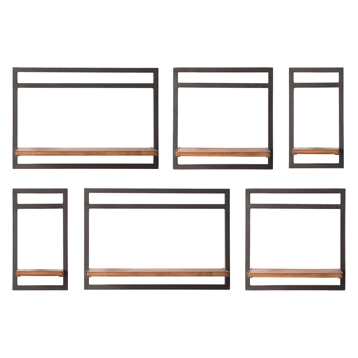 Ars manufacti Étagères murales Manchester IV (6 élém.) - Acacia massif / Métal - Acacia / Anthracite – Image 3