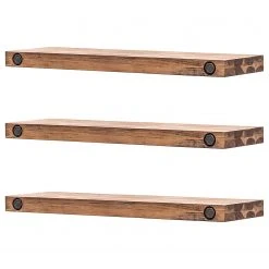 Ars manufacti Tablettes murales Manchester (lot de 3) - Acacia massif - Largeur : 60 cm