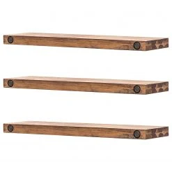 Ars manufacti Tablettes murales Manchester (lot de 3) - Acacia massif - Largeur : 90 cm