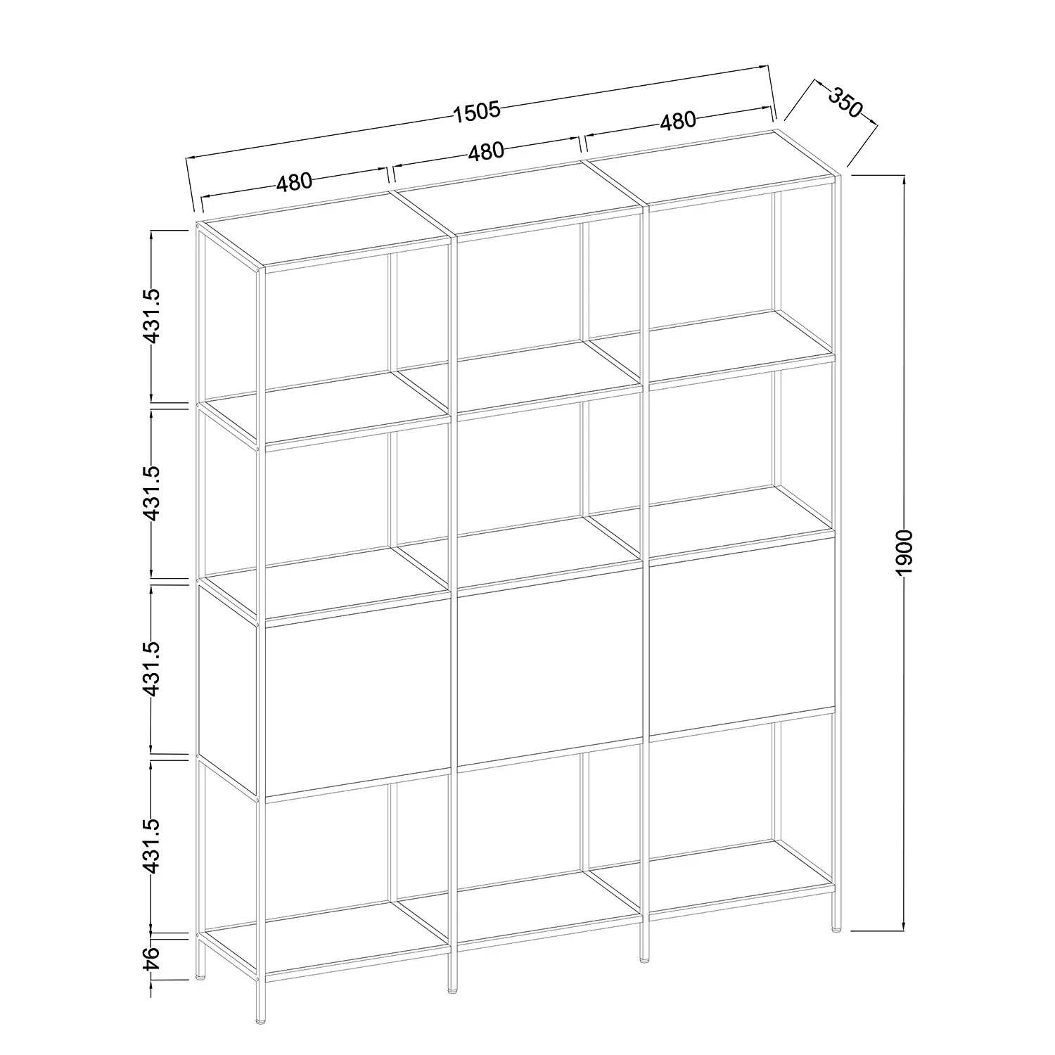 Fredriks Étagère Meon III - Chêne gris - Largeur : 150 cm – Image 16
