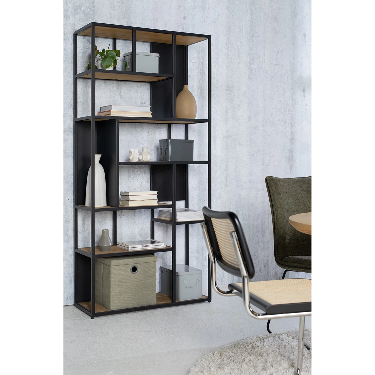 Studio Copenhagen Étagère Flox II - Placage en bois véritable / Métal -Chêne / Noir – Image 2