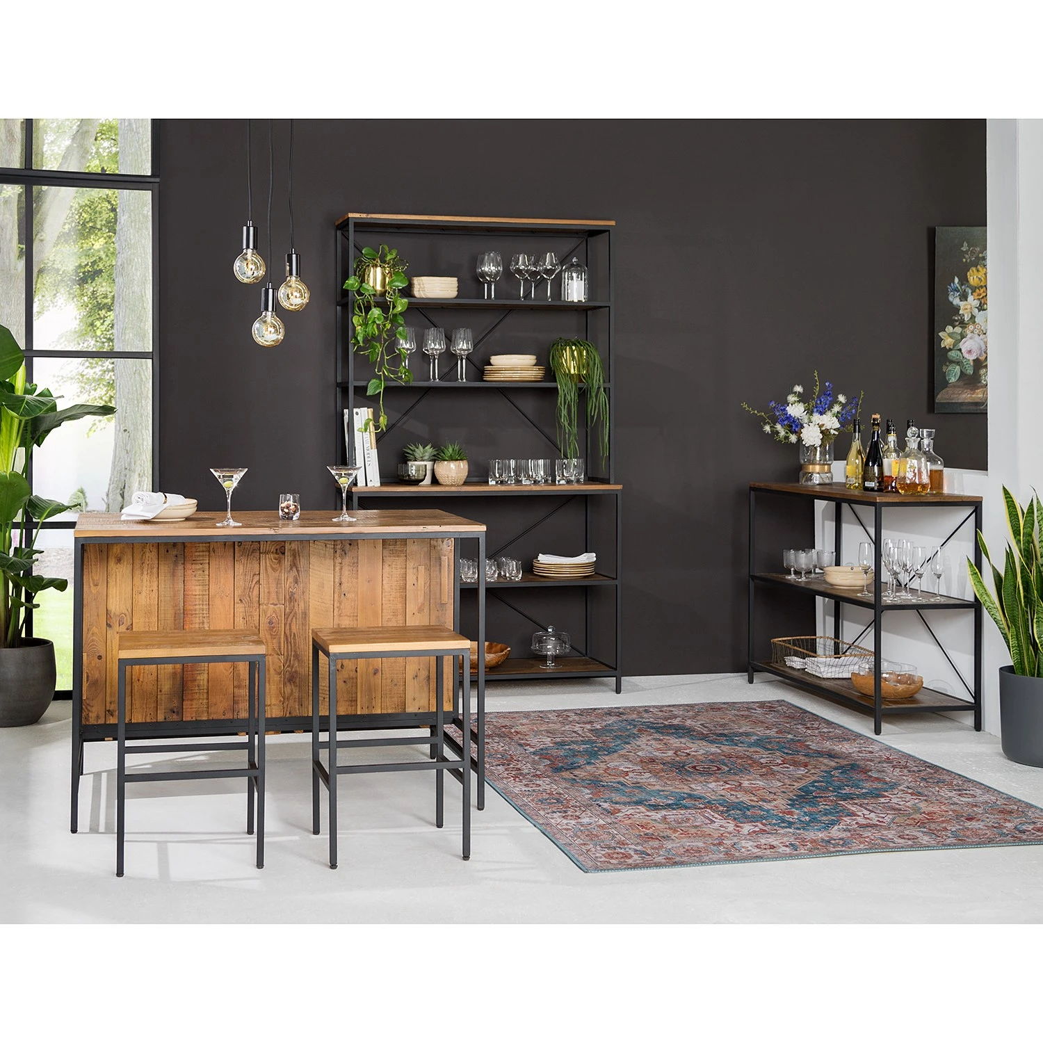 Ars manufacti Étagère Grasby I - Pin recyclé / Métal - Pin foncé / Noir – Image 2