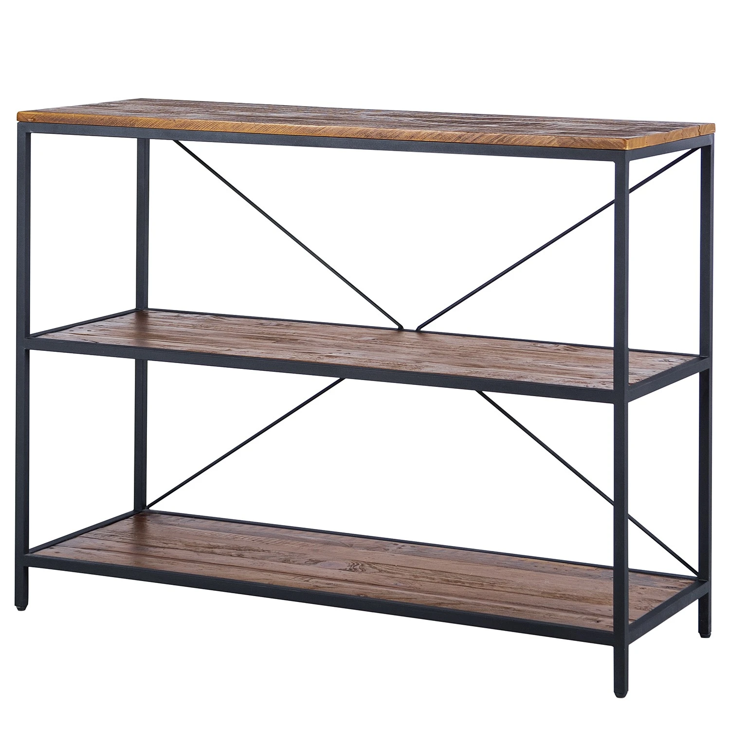Ars manufacti Étagère Grasby I - Pin recyclé / Métal - Pin foncé / Noir