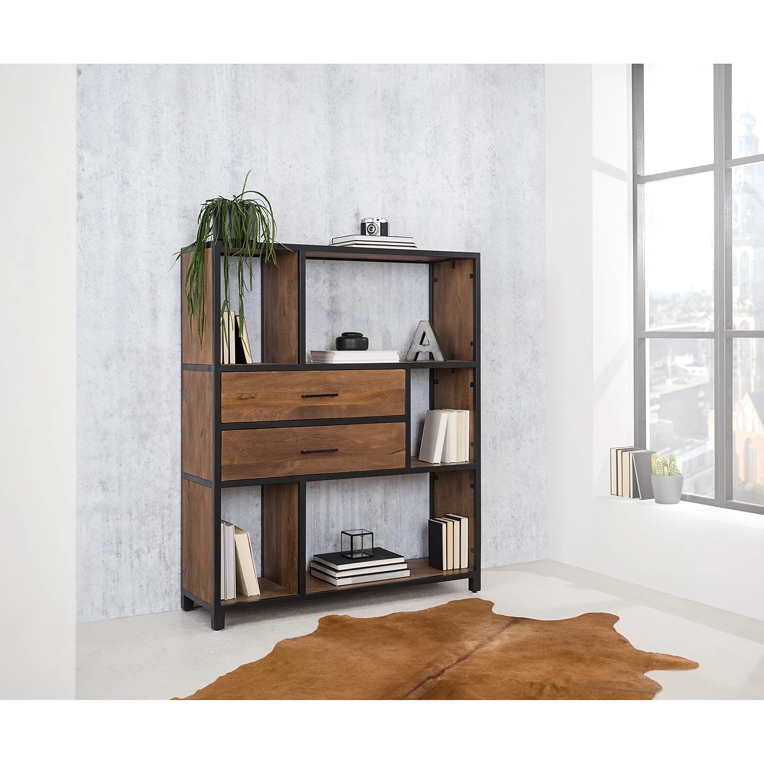 Ars manufacti Étagère Moboki - Manguier massif / Métal - Manguier foncé / Noir – Image 2