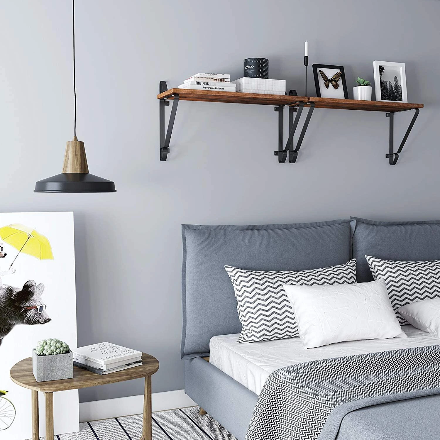 Red Living Étagères murales Litchfield (lot de 2) - Marron / Noir – Image 5