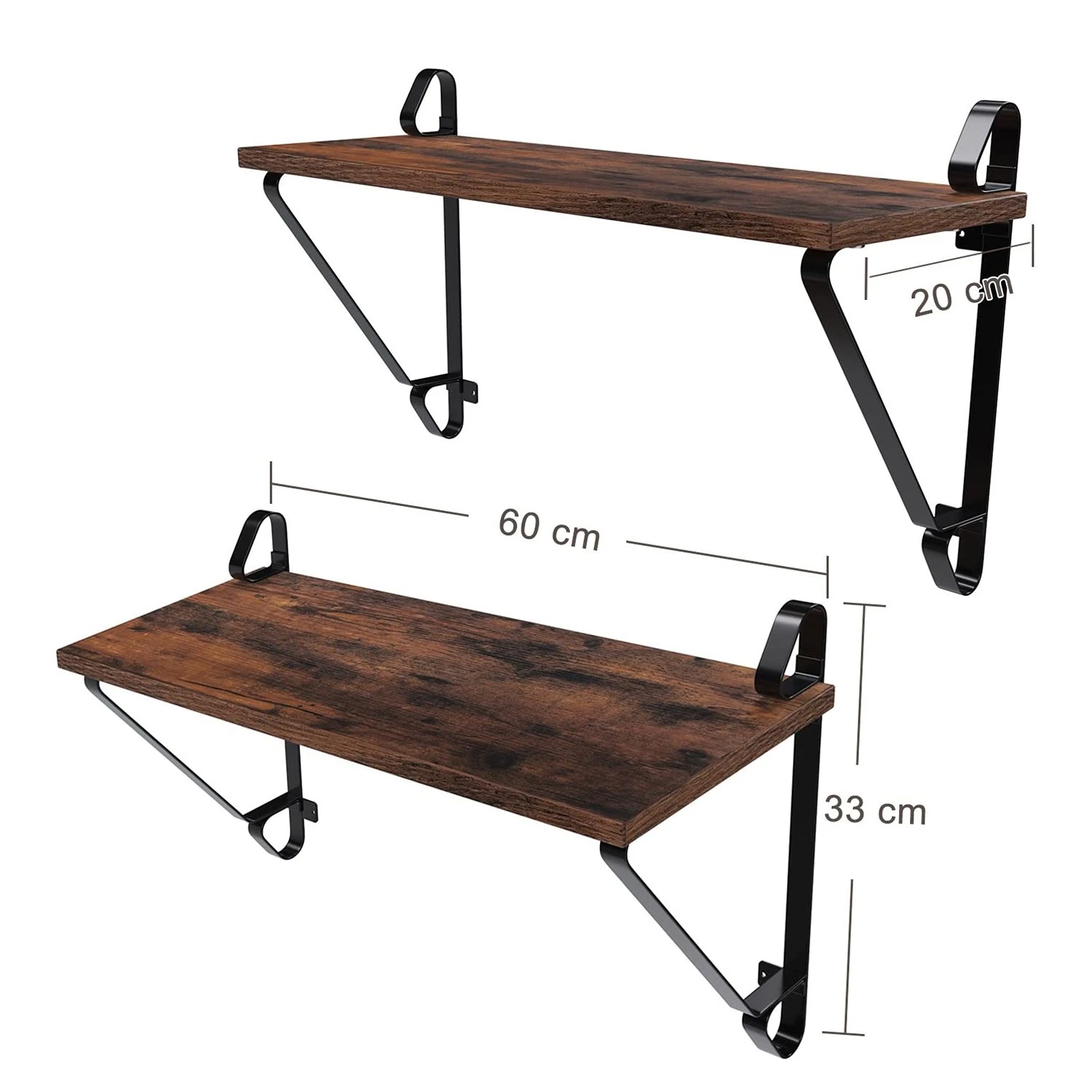 Red Living Étagères murales Litchfield (lot de 2) - Marron / Noir – Image 7