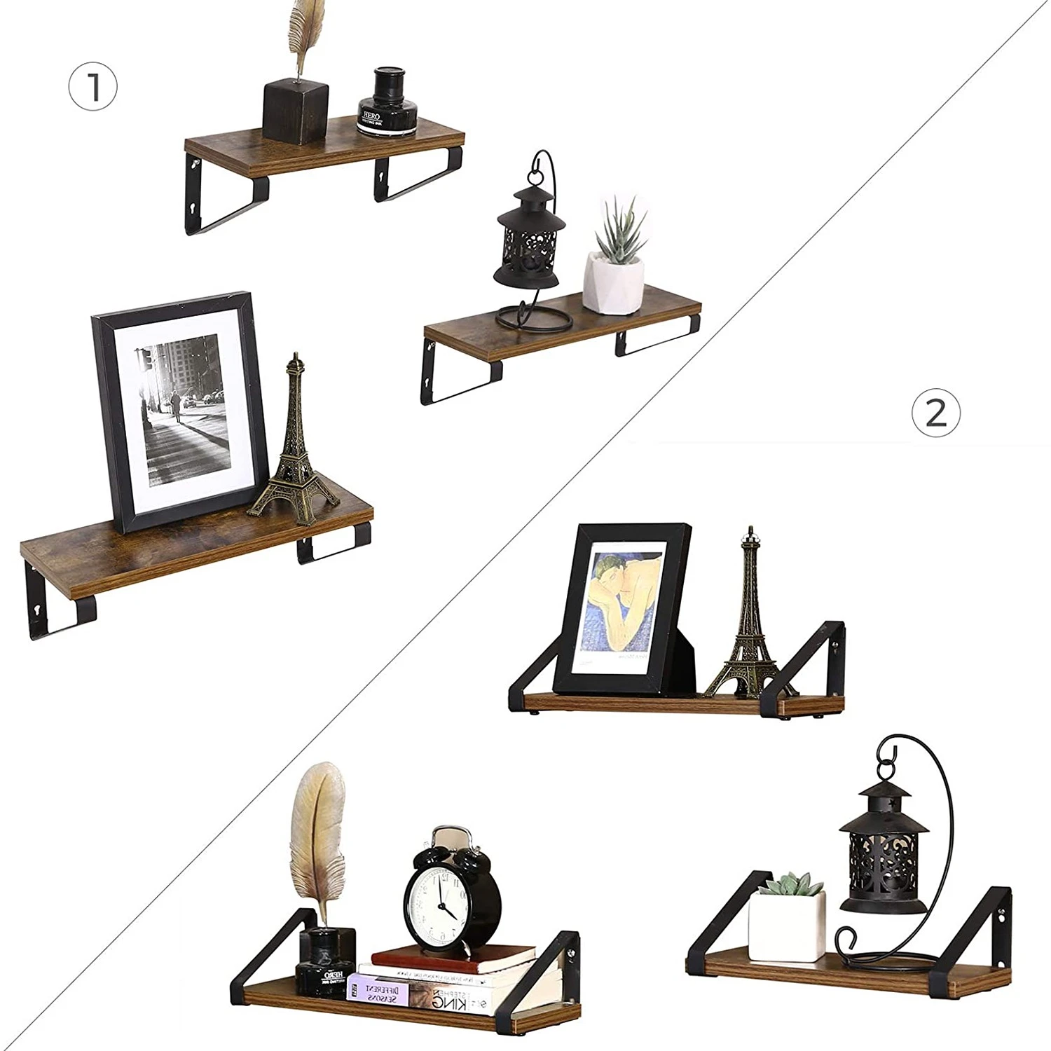 Red Living Tablettes murales Crossville (lot de 3) - Marron / Noir – Image 5