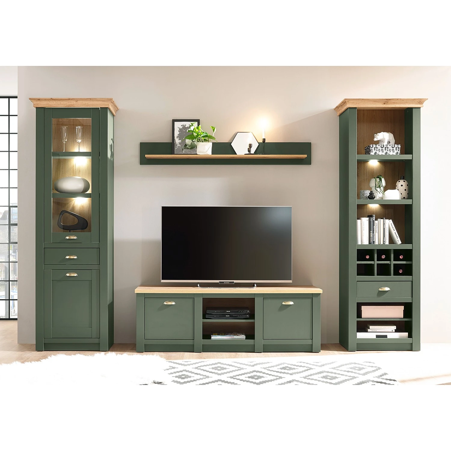 Norrwood Tablette murale Cardet - Vert mousse / Imitation chêne de Wotan – Image 8