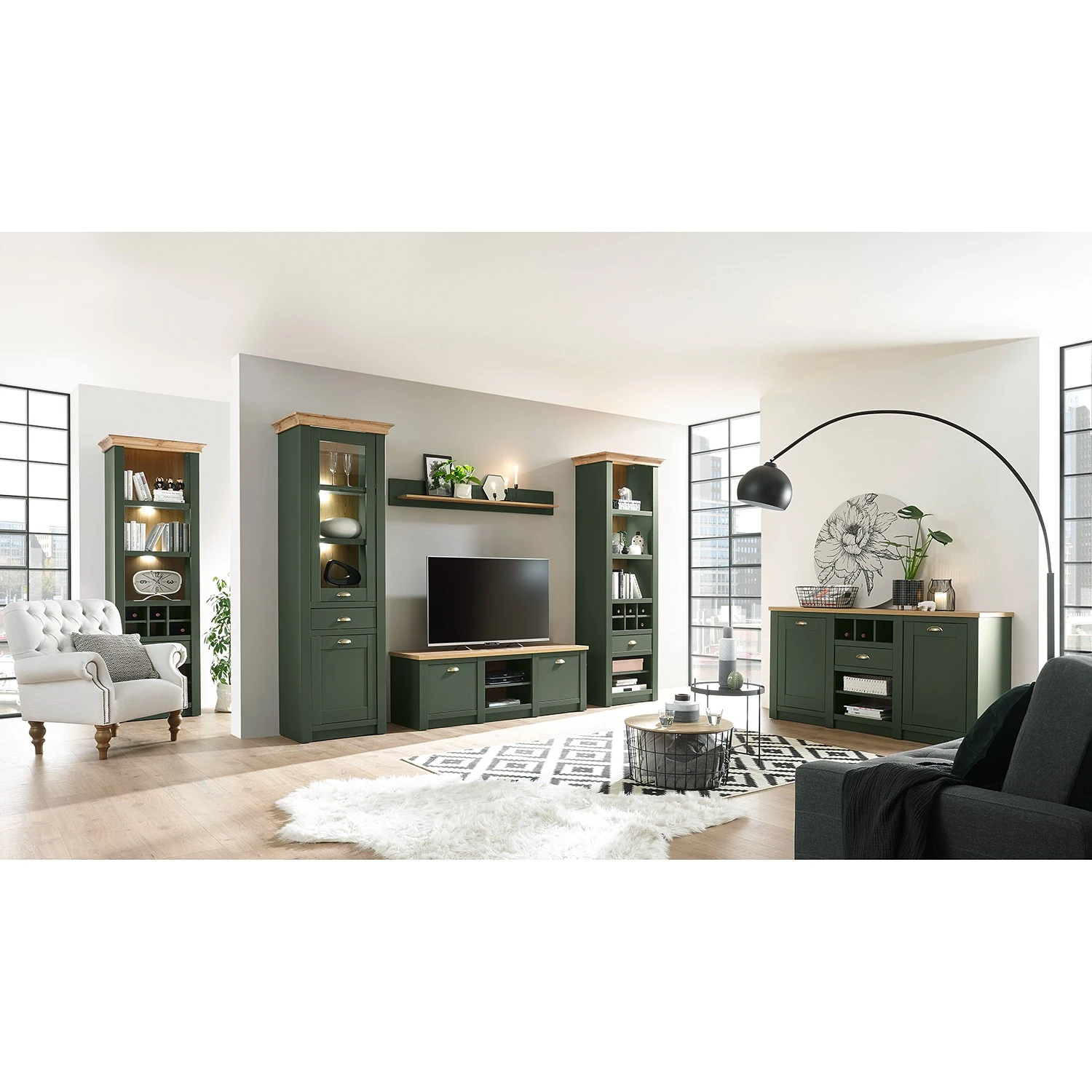 Norrwood Tablette murale Cardet - Vert mousse / Imitation chêne de Wotan – Image 7