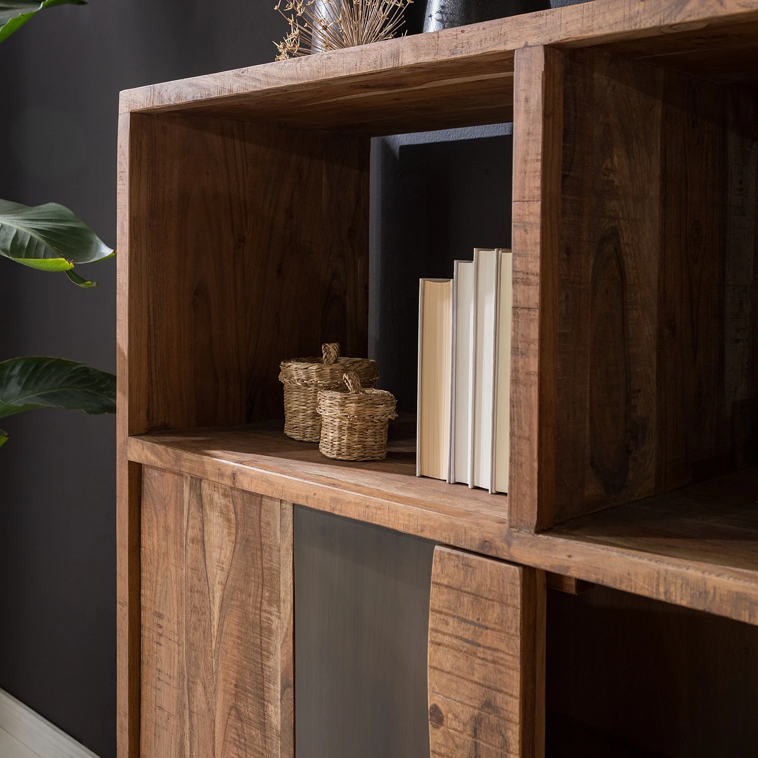 Ars manufacti Armoire de bureau Domme - Acacia massif / Fer - Acacia / Anthracite – Image 4