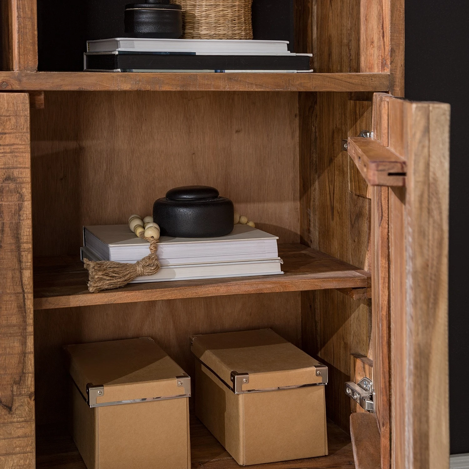 Ars manufacti Armoire de bureau Domme - Acacia massif / Fer - Acacia / Anthracite – Image 5