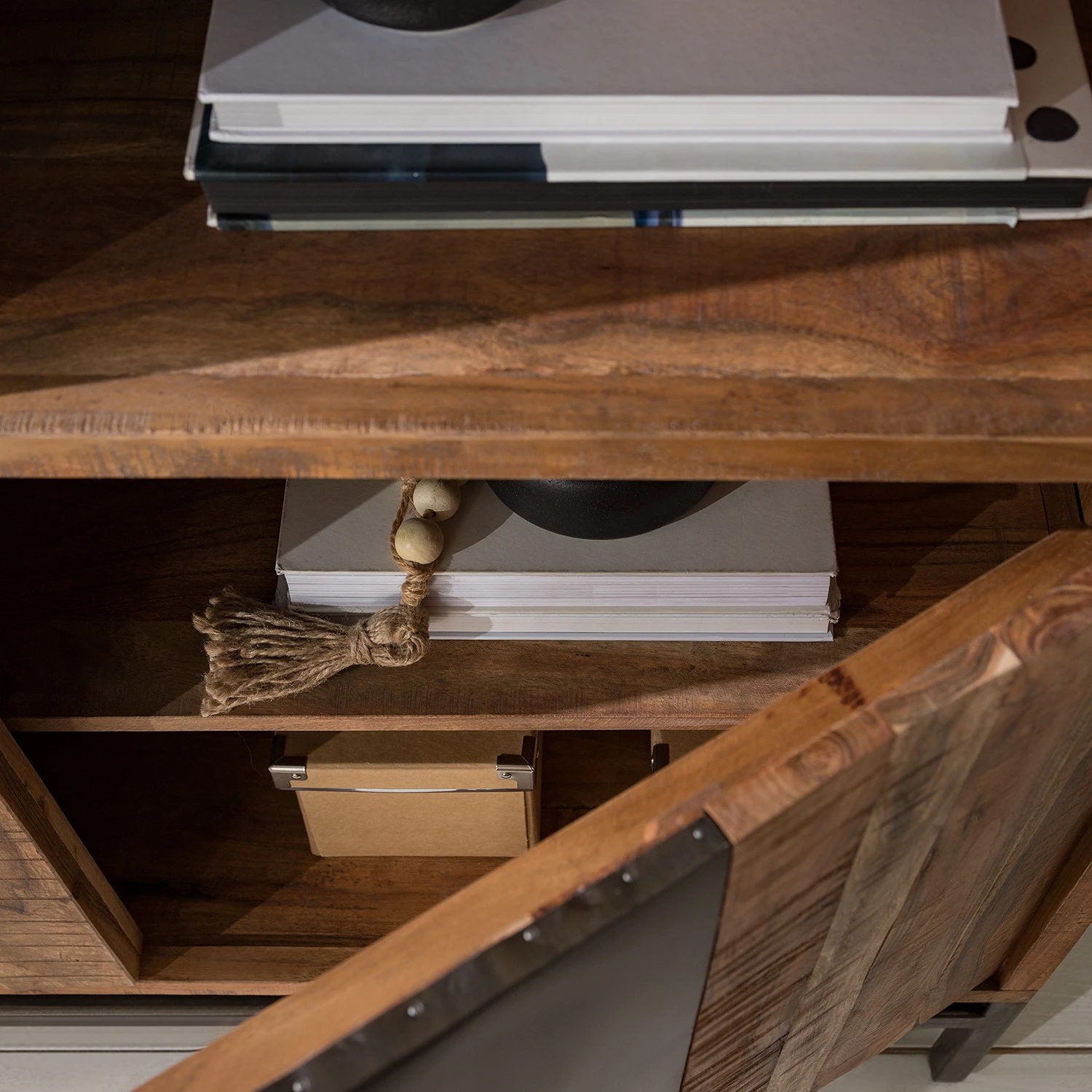 Ars manufacti Armoire de bureau Domme - Acacia massif / Fer - Acacia / Anthracite – Image 6