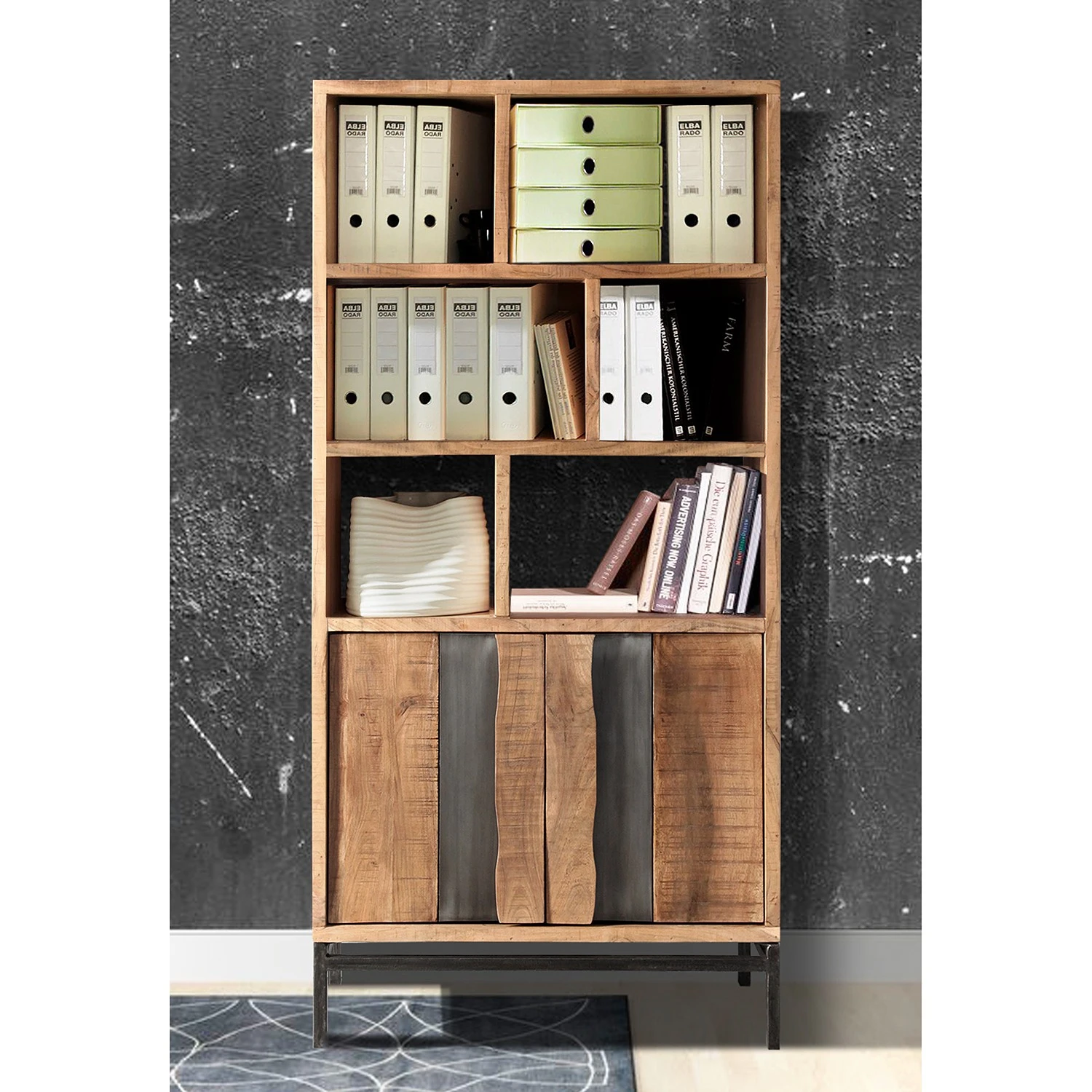 Ars manufacti Étagère de bureau Domme - Acacia massif / Fer - Acacia / Anthracite – Image 8