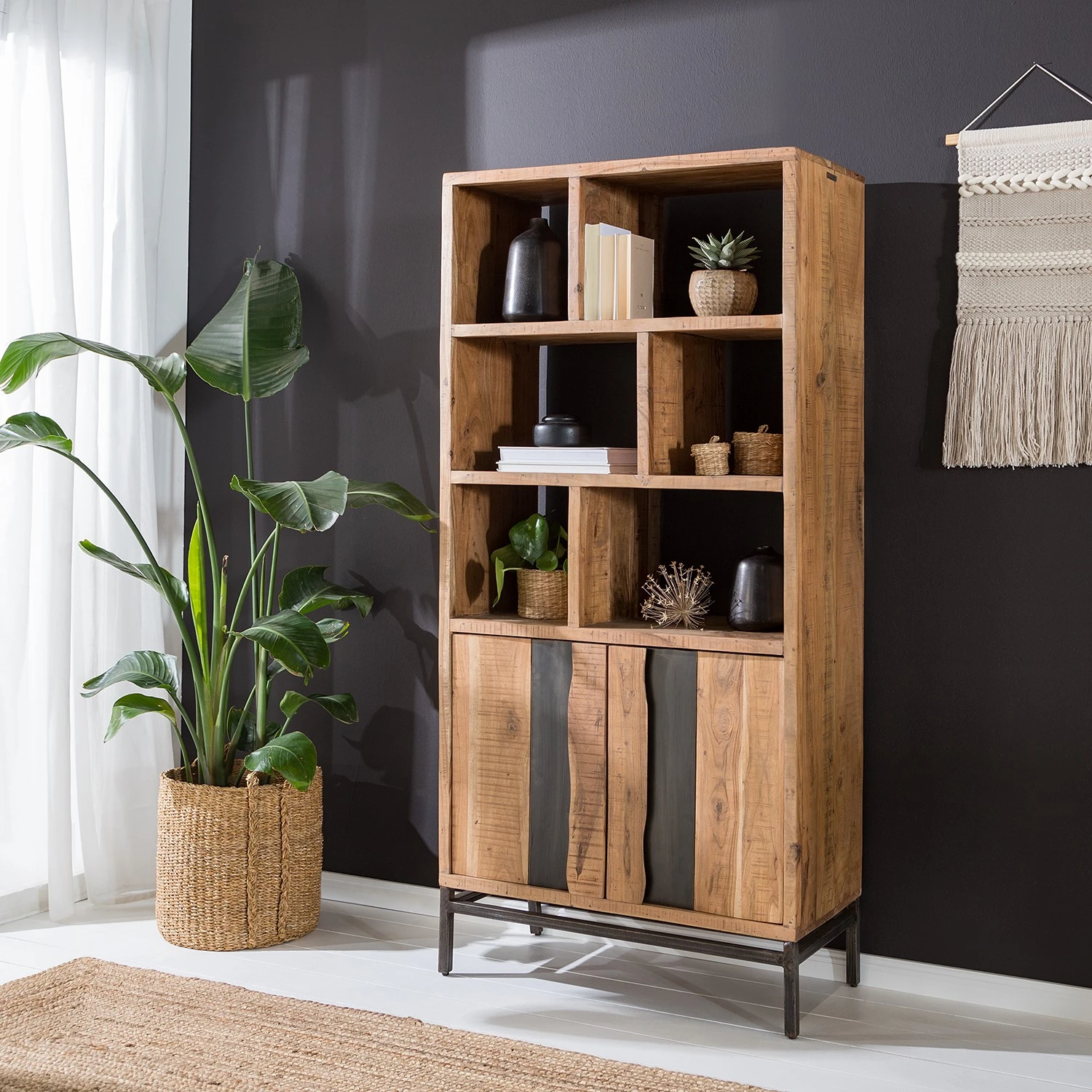 Ars manufacti Étagère de bureau Domme - Acacia massif / Fer - Acacia / Anthracite – Image 2