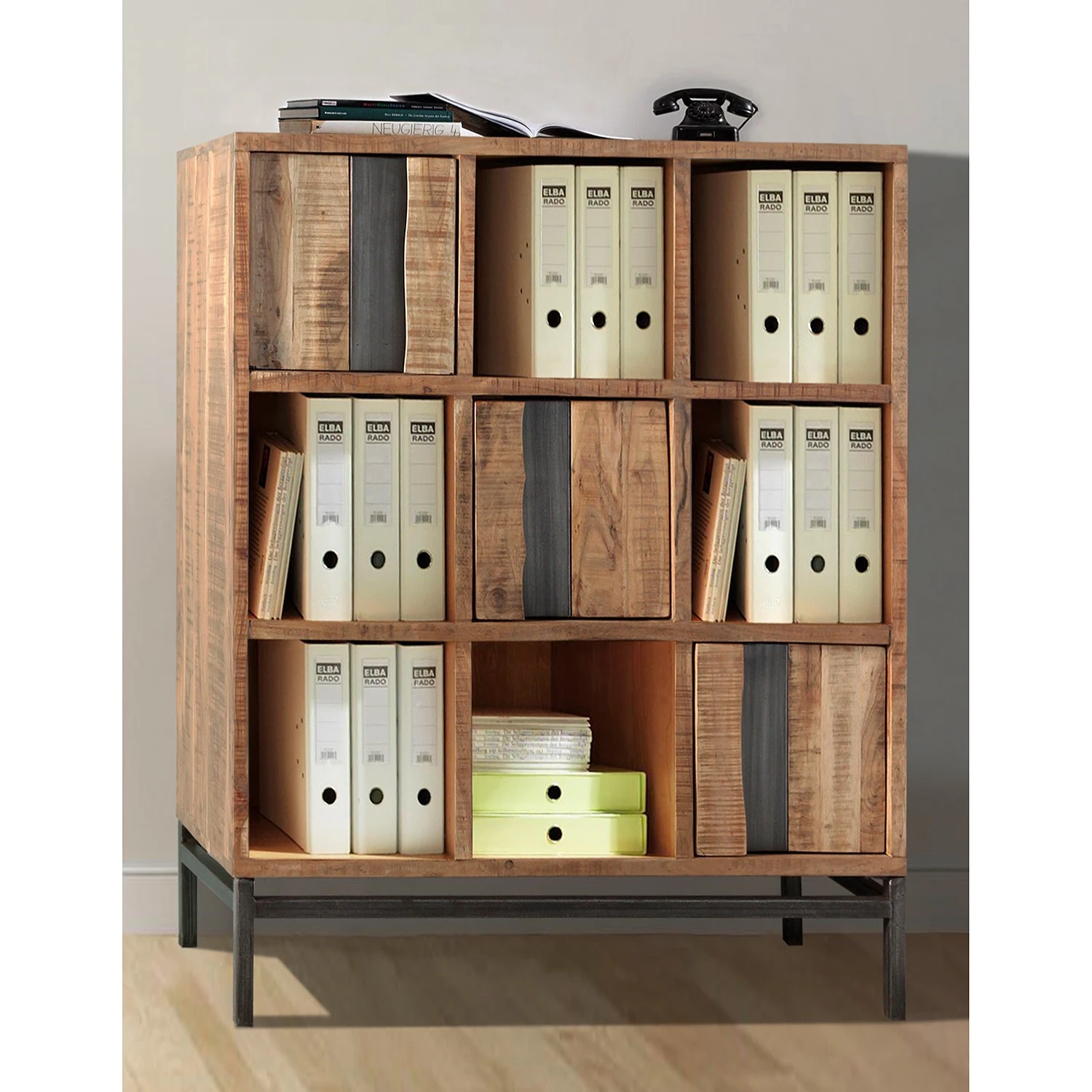 Ars manufacti Étagère de bureau Domme II - Acacia massif / Fer - Acacia / Anthracite – Image 8