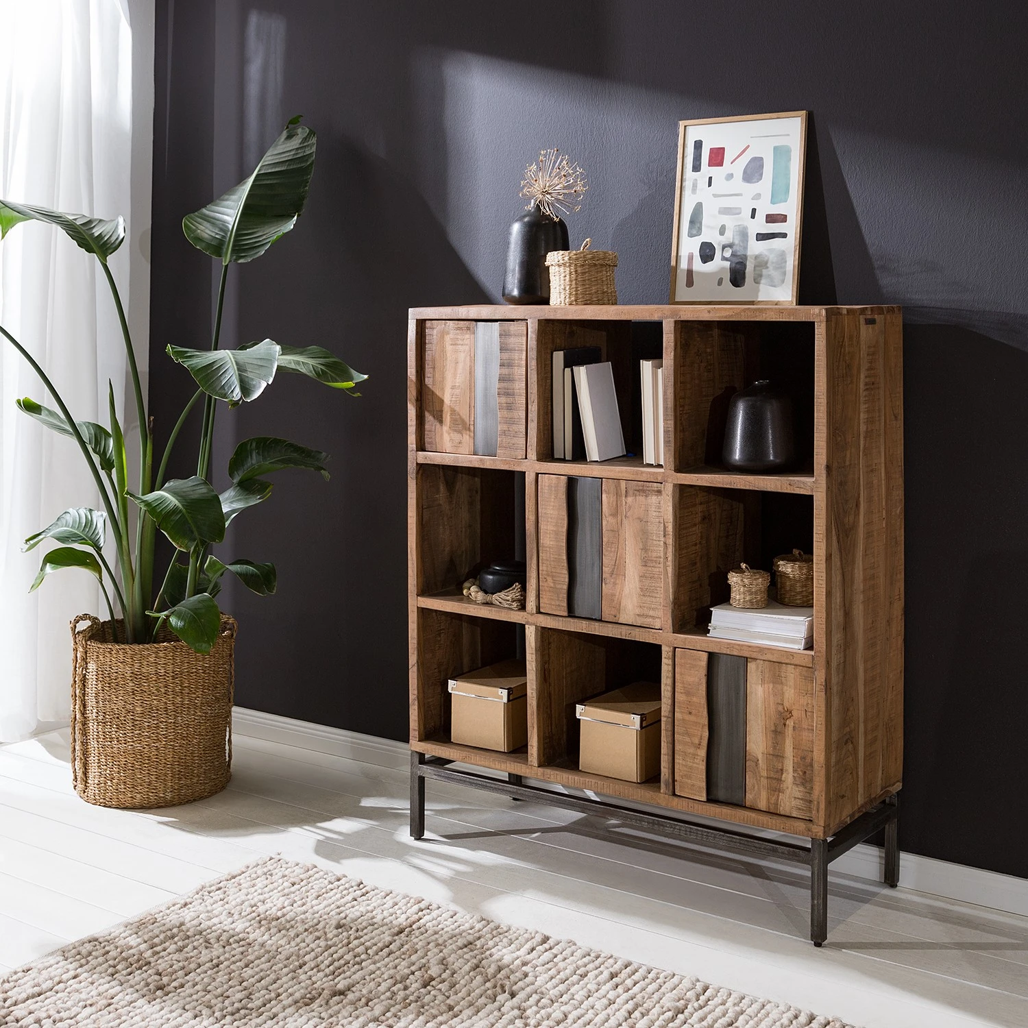 Ars manufacti Étagère de bureau Domme II - Acacia massif / Fer - Acacia / Anthracite – Image 2