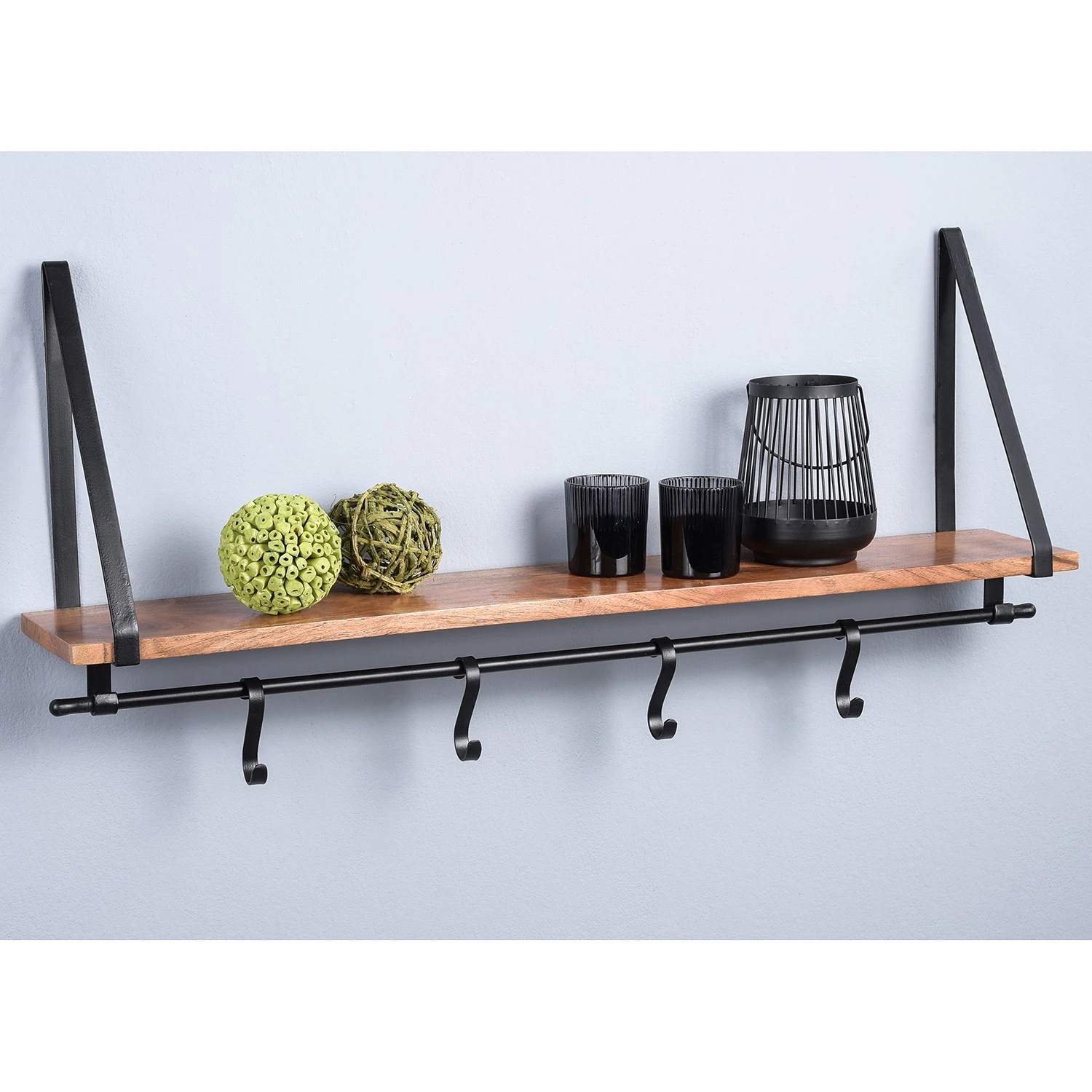 Red Living Étagère murale Beuvillers - Manguier massif / Métal - Manguier / Noir – Image 2