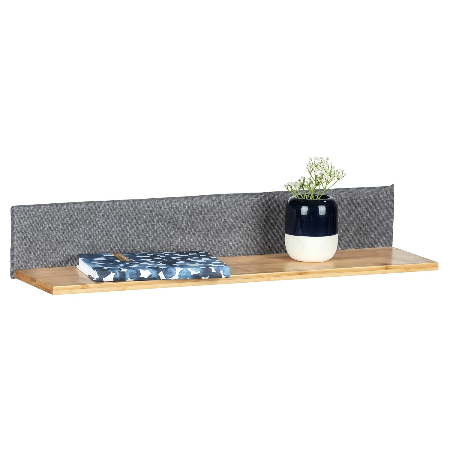 WENKO Étagère murale Bahari - Bambou massif - Marron / Gris – Image 3