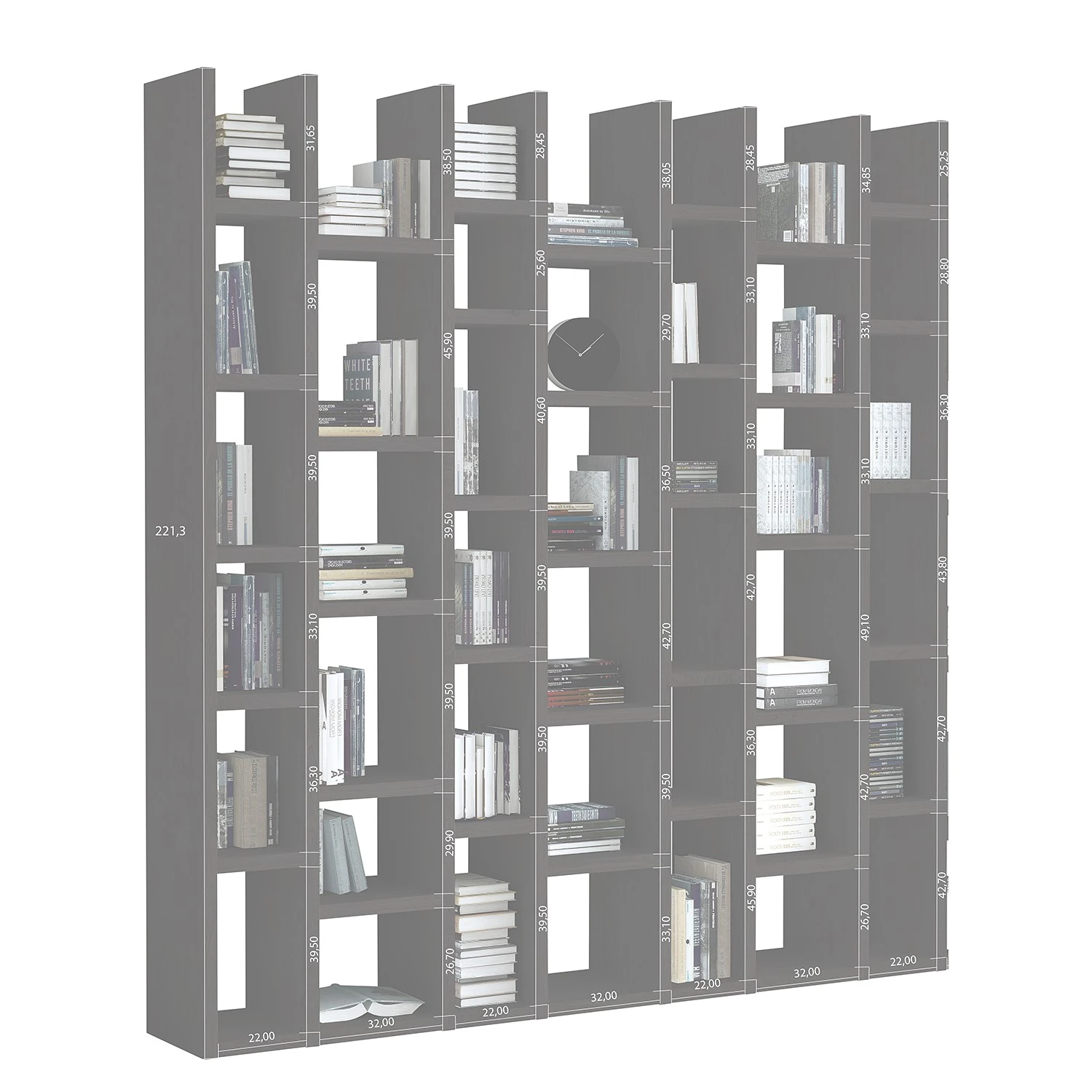 Loftscape Bibliothèque Emporior II - Imitation chêne marron-noir - Largeur : 221 cm – Image 2