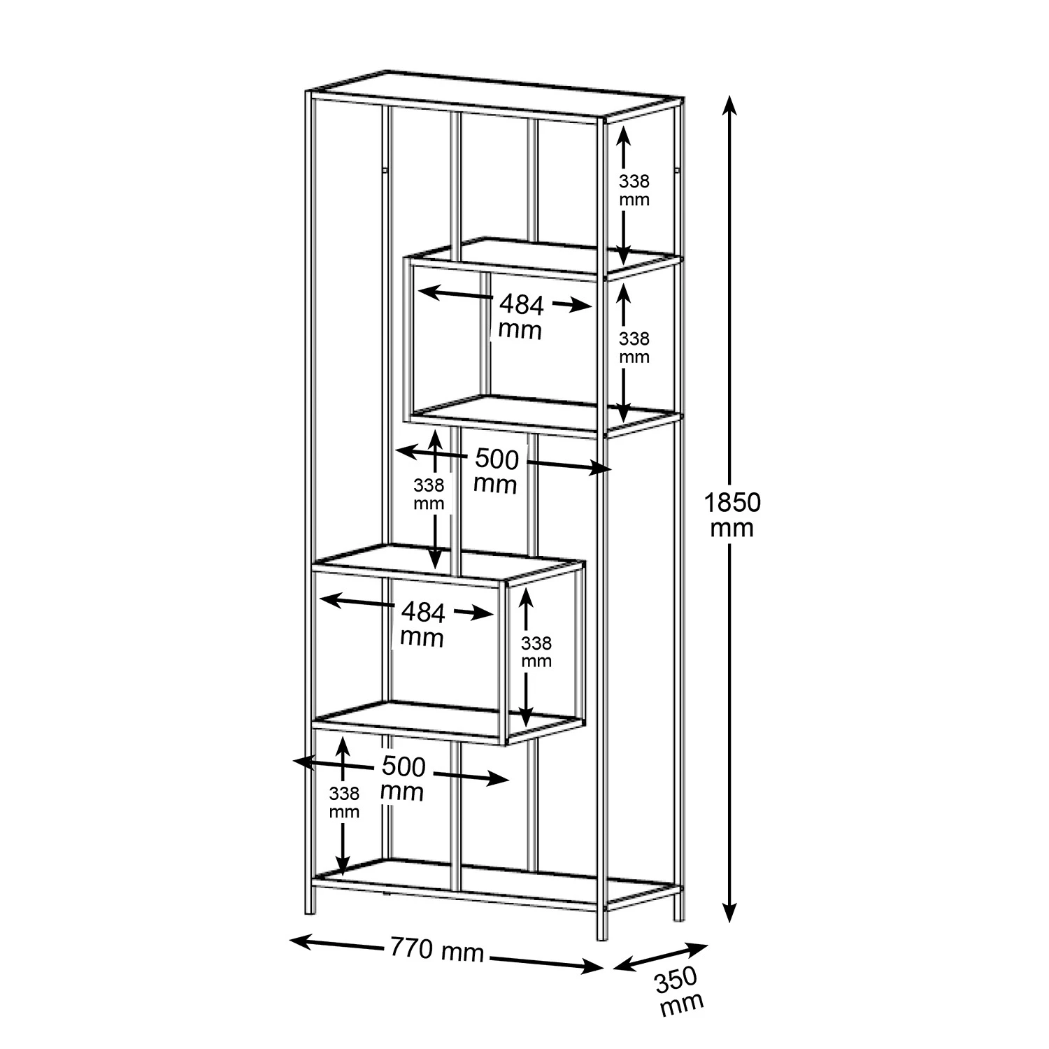 Red Living Étagère Coogee I - Noir / Doré - Hauteur : 185 cm – Image 7