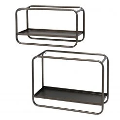 Boltze Étagères murales Bruni (lot de 2) - Métal - Marron