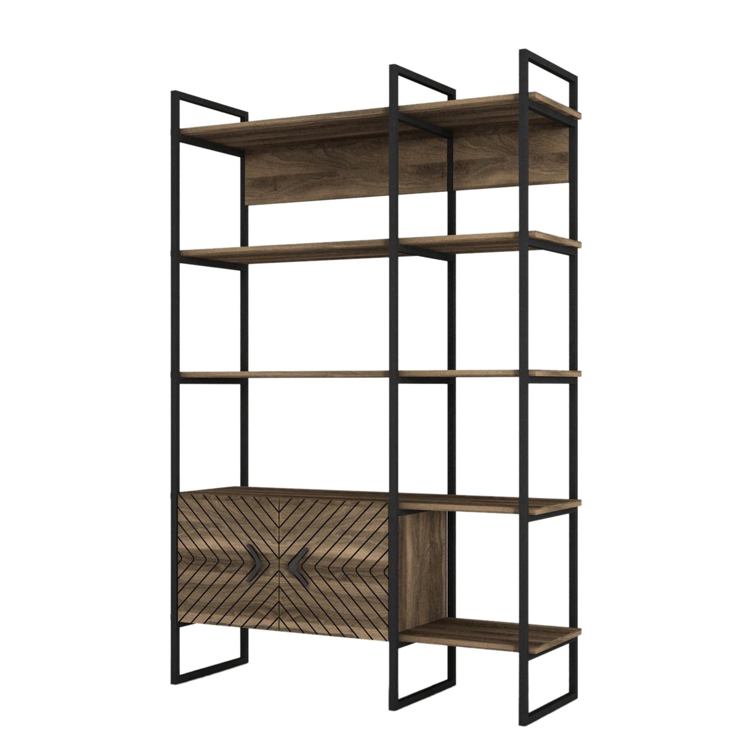 Red Living Étagère murale Sun - Métal - Imitation noyer / Noir