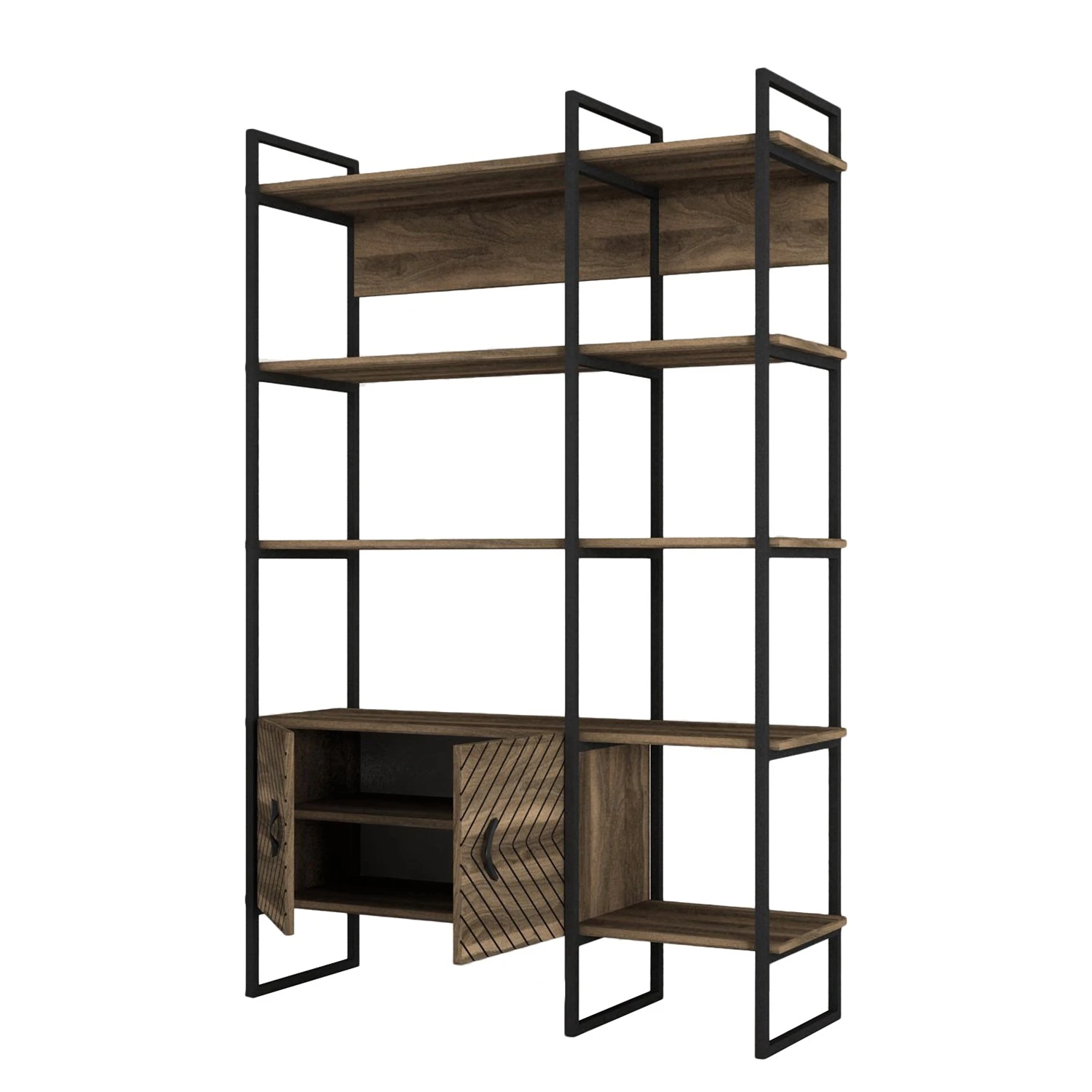 Red Living Étagère murale Sun - Métal - Imitation noyer / Noir – Image 5