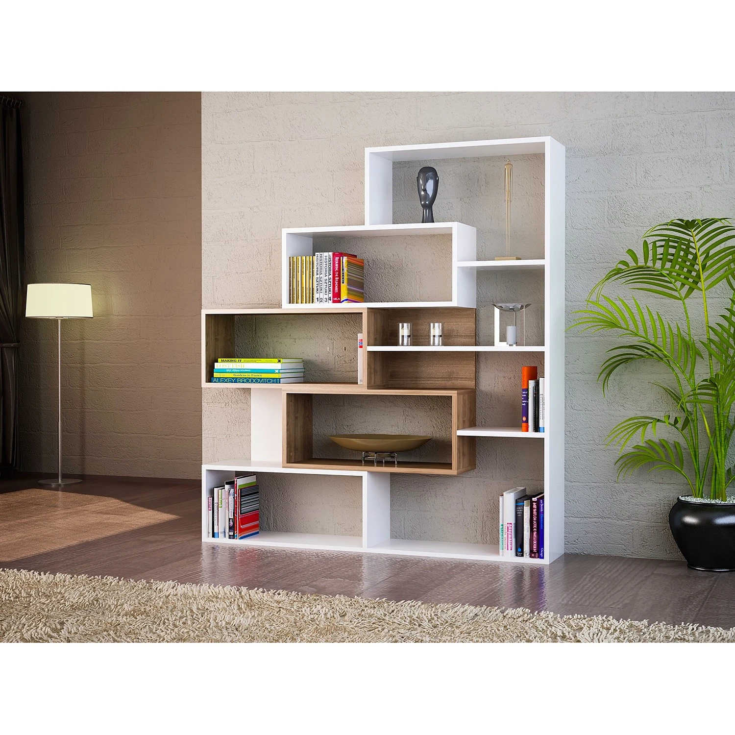 Loftscape Étagère Mertyn - Blanc / Imitation noyer clair – Image 2