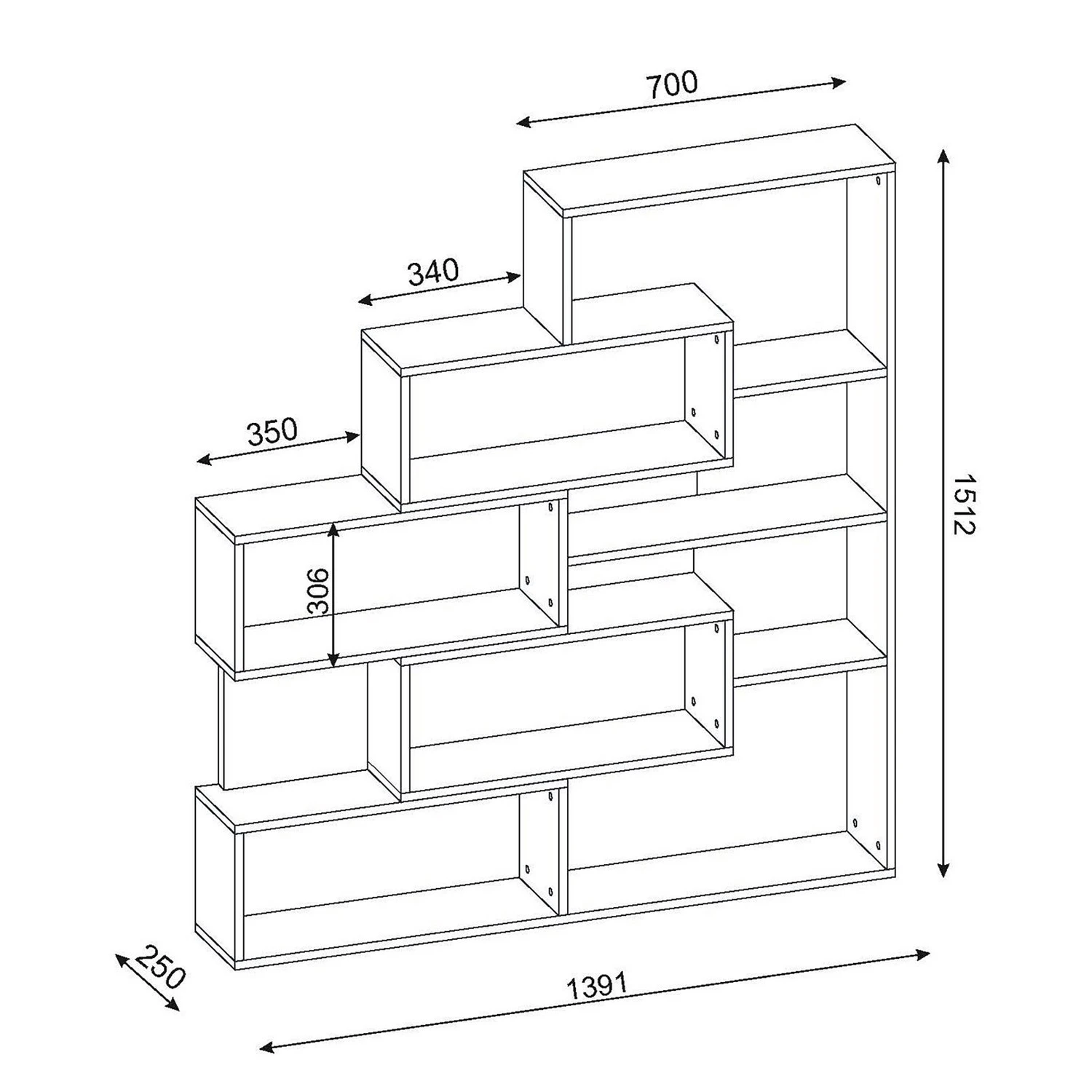 Loftscape Étagère Mertyn - Blanc / Imitation noyer clair – Image 4