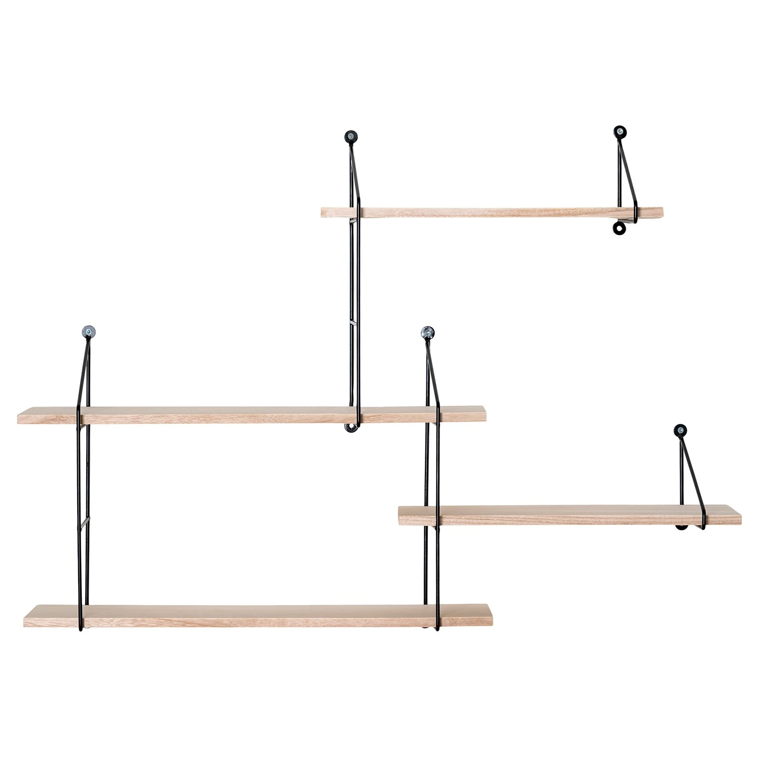 Red Living Étagère murale Hanno - Paulownia massif / Métal - Paulownia / Noir